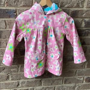 Girls Hatley pink floral rain jacket spring age 6